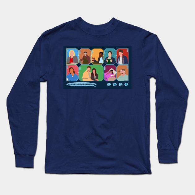 Parks and Rec Virtual Hangout Long Sleeve T-Shirt by doctorheadly